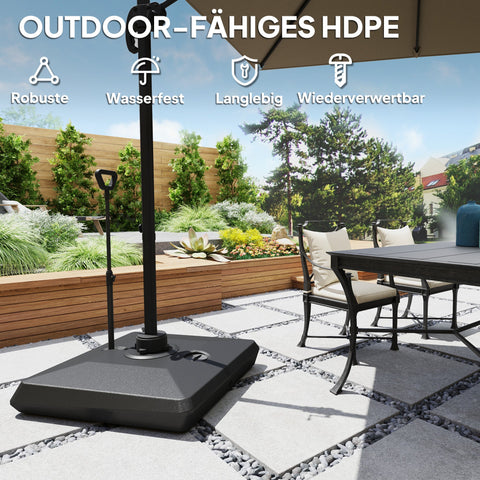 Rootz Umbrella Stand - Parasol Base - Fillable Umbrella Holder - Adjustable Wheels - 95cm x 95cm x 117cm - Black