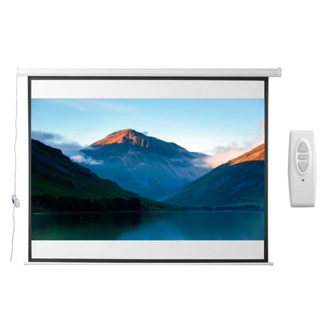 Rootz Motorized Projector Screen - Home Theater Screen - Cinema Display - Durable Fabric - 203cm x 152cm - Electric Remote Control