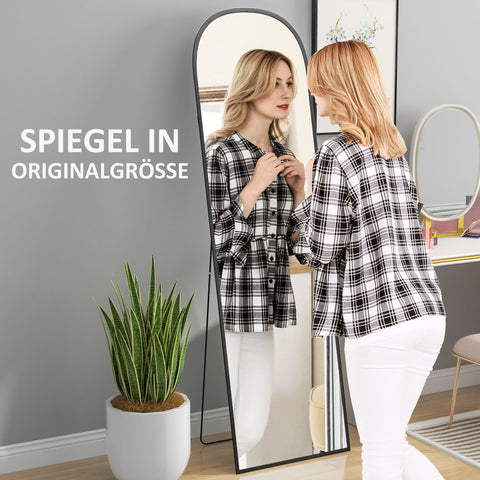 Rootz Stand Mirror - Full Body Mirror - Modern Design - Clear Reflection - 50cm x 1.5cm x 161.5cm - Black