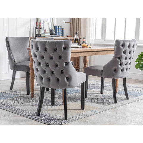 Rootz Elegant Dining Chair - Velvet Look Seat - Retro Dining Seat - Classic Comfort - 50L x 52W x 91H cm