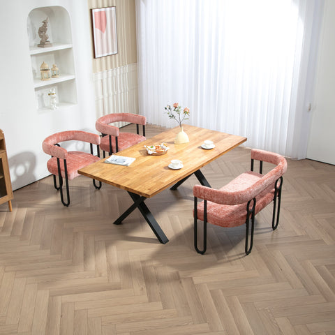 Rootz Double Sofa Modern Design - Chenille Seating - Pink Couch - High-Density Foam Comfort - 118L x 53W x 71H cm