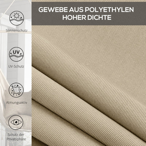 Rootz Outdoor Roller Blind - Sunshade - Privacy Screen - Hand Crank Operation - 120cm x 185cm - Beige - HDPE Fabric - Aluminum Frame