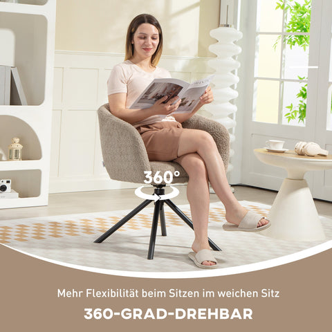 Rootz Armchair - Upholstered Chair - Rotatable Seat - Cozy Comfort - Supports Up to 120 kg - 58.5cm x 78.5cm -Brown