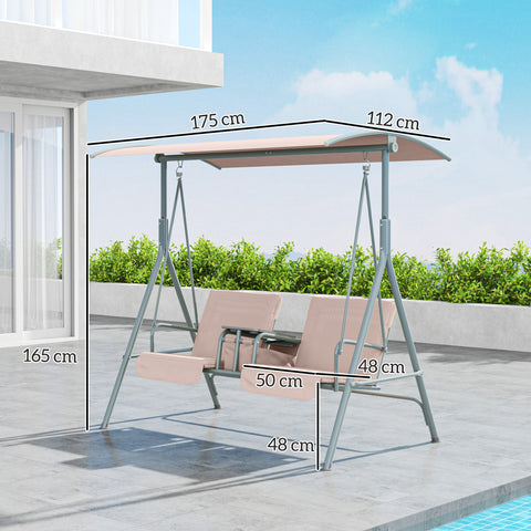 Rootz Hollywood Swing - Garden Swing - 2-Seater Patio Swing - Water-Repellent Sunroof - 175cm x 112cm x 165cm