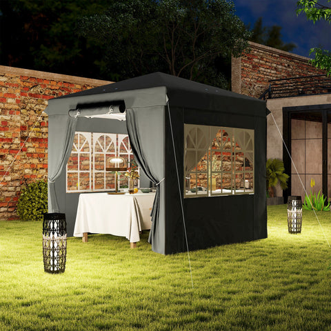 Rootz Pop Up Gazebo - Garden Tent - Outdoor Pavilion - UPF50+ UV Protection - Dark Grey - 250L x 250W x 268H cm