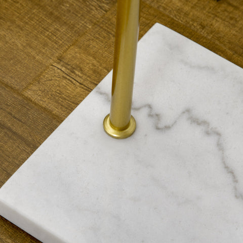 Rootz Wardrobe Stand Clothes Rack - Clothes Organizer - Metal Frame Coat Rack - Marble Base Stability - 35cm x 25cm x 152cm Gold & White