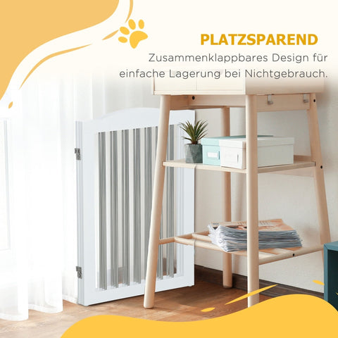 Rootz Folding Dog Barrier - Pet Gate - Adjustable Dog Fence - Durable MDF - 154cm x 30cm x 80cm - White