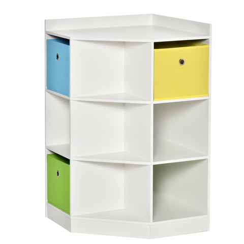 Rootz Children's Storage Shelf - Kids' Organizer - 3 Fleece Drawers - Tilt-Proof Design - 57.4cm x 57.4cm x 94cm - Durable MDF
