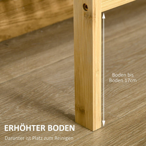 Rootz Bamboo Bathroom Shelf - Standing Rack - Organizing Shelf - Natural Bamboo - 62cm x 33cm x 80cm - 3 Shelves - Minimalist Design