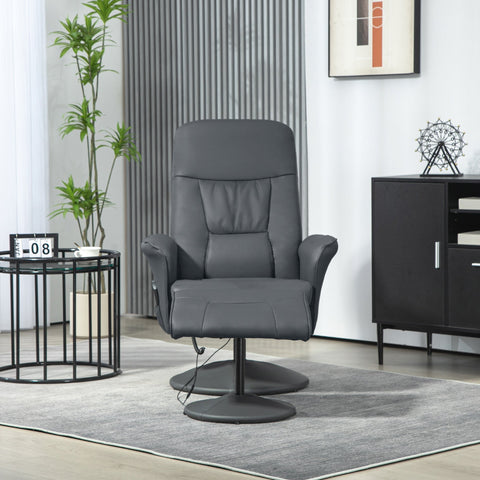 Rootz Massage Chair with Footstool - Ergonomic Recliner - Relaxation Chair - 10 Vibration Points - 76cm x 81cm x 105cm - Grey