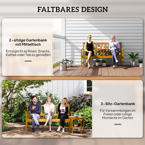 Rootz 2-Seater Garden Bench - Weatherproof Bench - Outdoor Seating - 320kg Load - Yellow Finish - 149x56.5x89cm