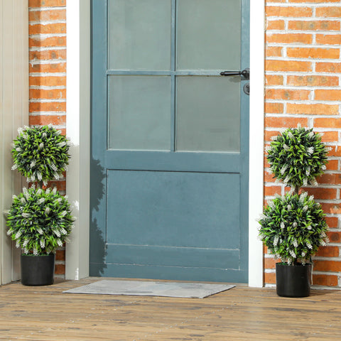 Rootz 2 Set Artificial Plants - Fake Lavender Trees - UV-Resistant Houseplant - Low Maintenance - 70cm x 15cm x 12.8cm
