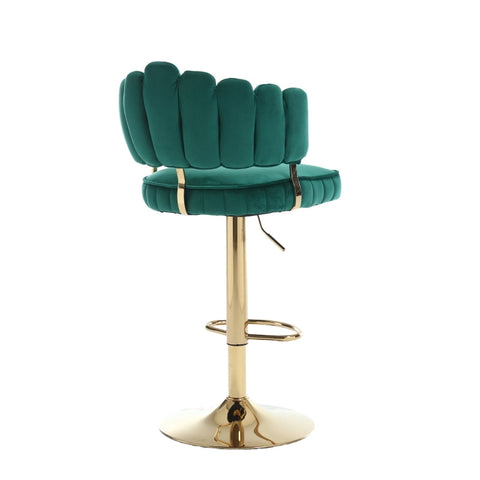 Rootz Adjustable Bar Stool Set - Retro Style Chairs - Velvet Swivel Stools - Ergonomic Comfort - 48cm x 45.5cm x 92-114cm