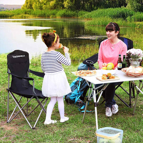 Rootz 2 Piece Set Camping Chair - Beach Chair - Folding Chairs - Comfortable and Practical - Lightweight - Bottle Holder - Oxford Fabric - 76cm x 51.5cm x 95.5cm