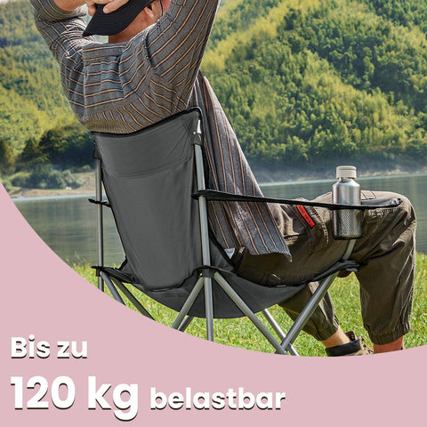 Rootz 2 Piece Camping Chair Set - Folding Chairs - Outdoor Seats - Armrests for Comfort - 52 x 84 x 81 cm