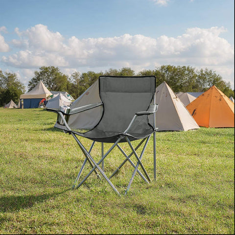 Rootz 2 Piece Camping Chair Set - Folding Chairs - Outdoor Seats - Armrests for Comfort - 52 x 84 x 81 cm