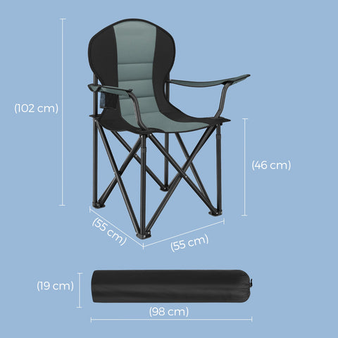 Rootz Foldable Beach Chair - Camping Chair - Portable Seat - Supports 250 kg - 55cm x 90cm x 102cm