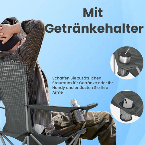 Rootz 2 Piece Set Camping Chair - Fishing Chair - Portable Chair - Supports 150kg - 54cm x 86cm x 97cm