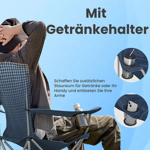 Rootz 2 Piece Set Camping Chair - Fishing Chair - Portable Seats - Supports Up to 150kg - 54cm x 86cm x 97cm