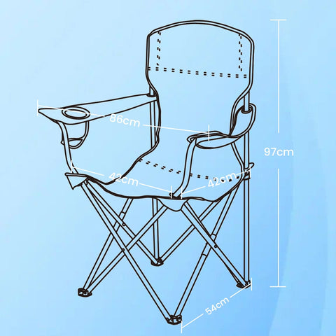Rootz 2 Piece Set Camping Chair - Fishing Chair - Portable Seats - Supports Up to 150kg - 54cm x 86cm x 97cm