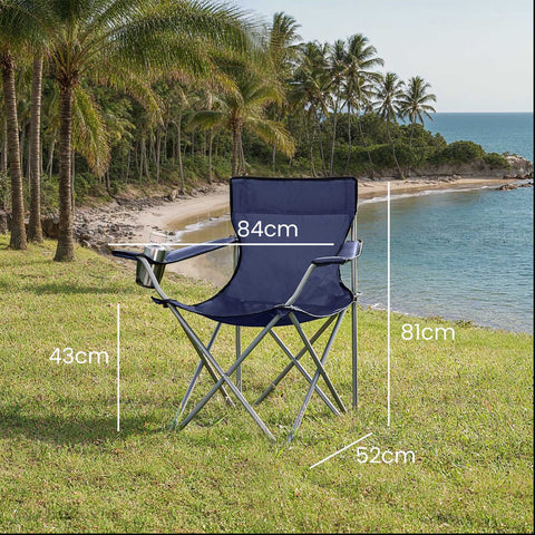 Rootz 2 Piece Camping Chair Set - Folding Chair - Outdoor Chairs - 600D Oxford Fabric - 84cm x 52cm x 81cm - Armrests & Beverage Holder