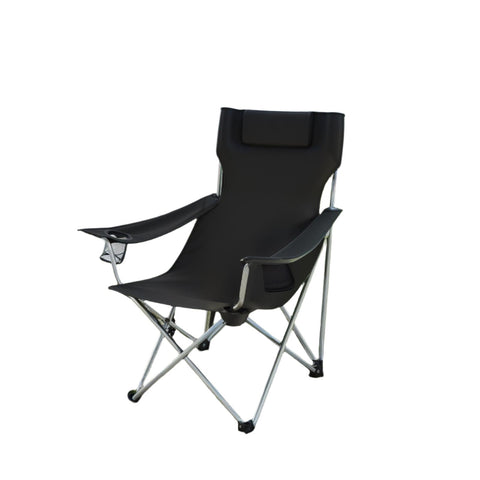Rootz Foldable Camping Chair - Folding Chair with Armrests - Outdoor Picnic Chair - Headrest Comfort - 81cm x 70cm x 91cm