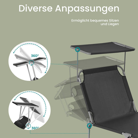 Rootz Sun Lounger - Foldable Deck Chair - Outdoor Recliner - No Assembly Needed - 53 x 193 x 29.5 cm