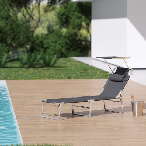 Rootz Sun Lounger - Foldable Deck Chair - Outdoor Recliner - No Assembly Needed - 53 x 193 x 29.5 cm