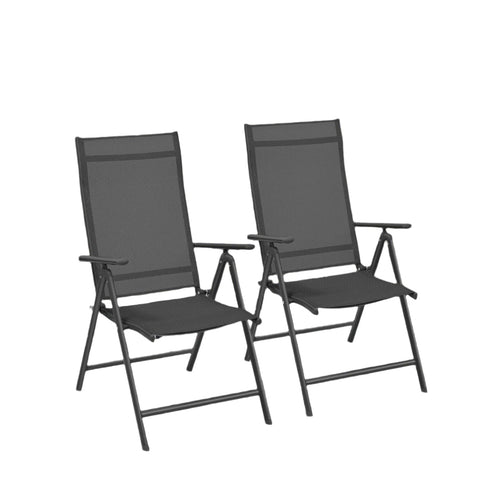 Rootz 2 Piece Garden Chair Set - Folding Chair - Outdoor Seating - 150kg Capacity - 70x56x107cm - Durable Metal Frame