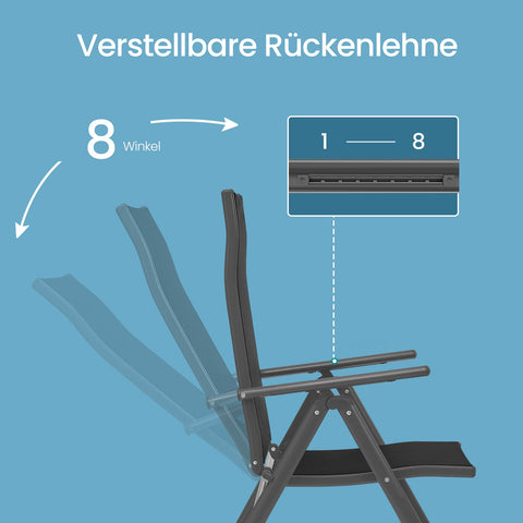 Rootz 2 Piece Garden Chair Set - Folding Chair - Outdoor Seating - 150kg Capacity - 70x56x107cm - Durable Metal Frame