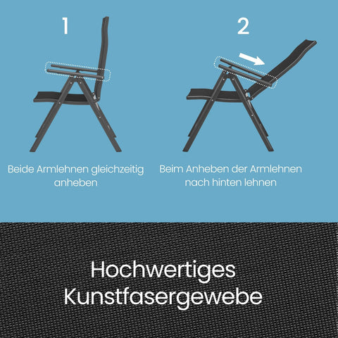 Rootz 2 Piece Garden Chair Set - Folding Chair - Outdoor Seating - 150kg Capacity - 70x56x107cm - Durable Metal Frame