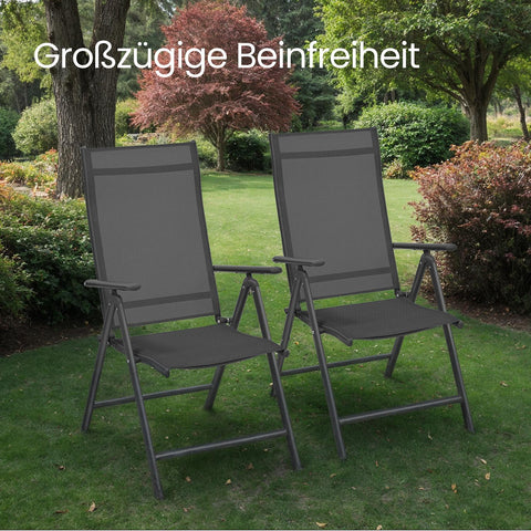 Rootz 2 Piece Garden Chair Set - Folding Chair - Outdoor Seating - 150kg Capacity - 70x56x107cm - Durable Metal Frame