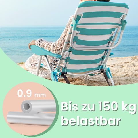 Rootz Beach Chair - Camping Chair - Foldable Chair - High Back Comfort - 68cm x 63cm x 75cm