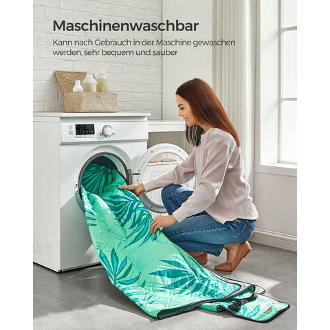 Rootz Picnic Blanket - Outdoor Mat - Portable Beach Blanket - Waterproof - Lightweight - Easy to Clean - 200cm x 200cm - Green with Tropical Fern