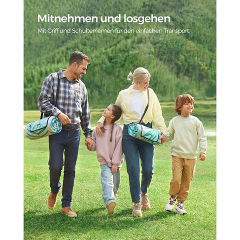 Rootz Picnic Blanket - Outdoor Mat - Beach Rug - Waterproof - Lightweight - Portable - 200cm x 200cm - Gray with Tropical Fern