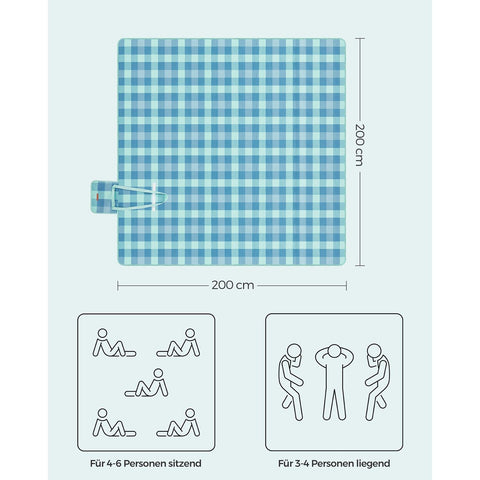 Rootz Picnic Blanket - Outdoor Mat - Waterproof - Portable - 200cm x 200cm - Velvet Surface - Aluminum Coating - Foam Padding