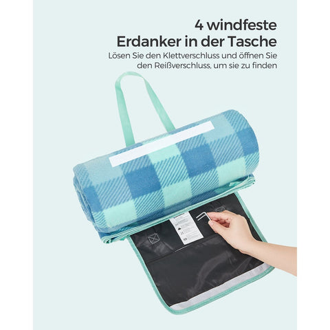 Rootz Picnic Blanket - Outdoor Mat - Waterproof - Portable - 200cm x 200cm - Velvet Surface - Aluminum Coating - Foam Padding