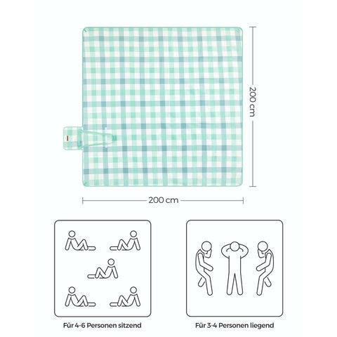 Rootz Picnic Blanket - Outdoor Mat - Waterproof - Velvet Surface - 200cm x 200cm - Foam Padding - Aluminum Coating