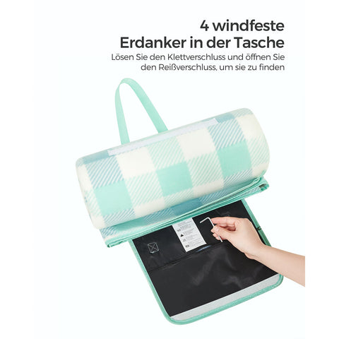 Rootz Picnic Blanket - Outdoor Mat - Waterproof - Velvet Surface - 200cm x 200cm - Foam Padding - Aluminum Coating