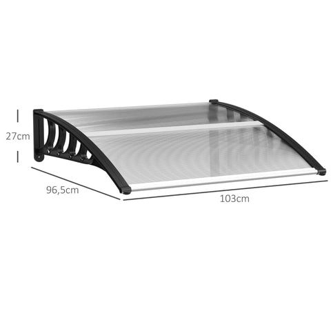 Rootz Entryway Canopy Awning - Front Door Awning - Protective Door Canopy - Transparent Canopy - UV Rain Snow Protection - 103cm x 96.5cm x 27cm