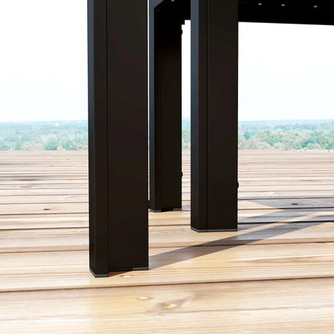 Rootz Garden Furniture Sets - 3 Piece - Patio Furniture Set - 2 Benches - 1 Table - Metal Frame - Wood Look - Steel - Gray - 150L x 90W x 75H cm