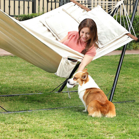 Rootz Hammock Set - Floating Bed - Outdoor Swing - Durable Cotton Blend - 210cm x 150cm Lying Surface - 300kg Capacity - Relaxation Redefined