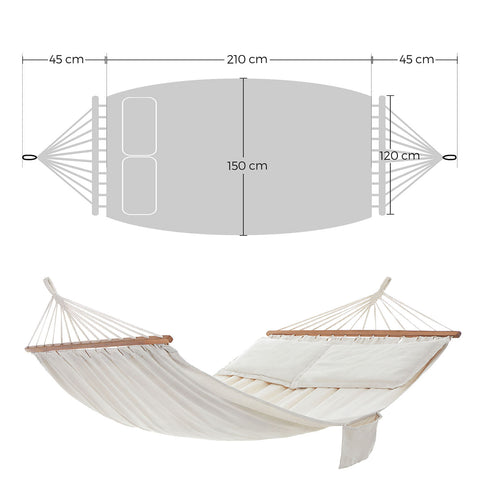 Rootz Hammock Set - Floating Bed - Outdoor Swing - Durable Cotton Blend - 210cm x 150cm Lying Surface - 300kg Capacity - Relaxation Redefined