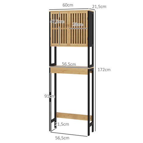Rootz Bamboo Toilet Shelf - Bathroom Storage Rack - Over Commode Organizer - Space Saving Design - 60L x 21.5B x 172H cm