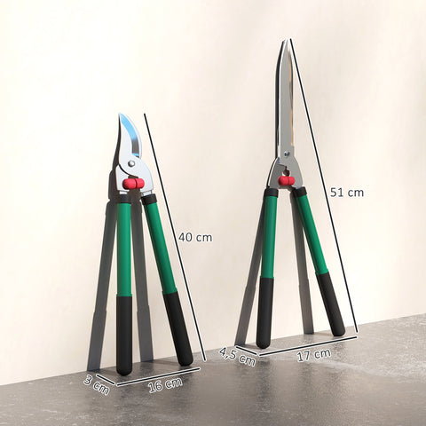 Rootz Garden Scissors Set - Pruning Shears - Gardening Tools - Non-Stick Coated Blades - 40cm Knife Length - 51cm x 17cm x 4.5cm