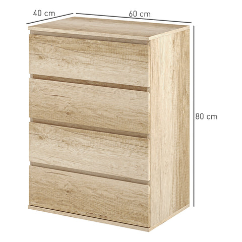 Rootz 4 Drawer Chest of Drawers - Storage Furniture - Minimalist design - Handless, Robust - 60 x 40 x 80 cm