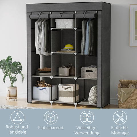 Rootz Fabric Wardrobe Cabinet - Storage Solution - Organizer - Dust Protection - 125cm x 43cm x 162.5cm
