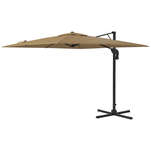 Rootz Freestanding Square Garden Umbrella - 360° Rotatable - Hydraulic Mechanism - Sun Protection - 297cm x 297cm x 264cm