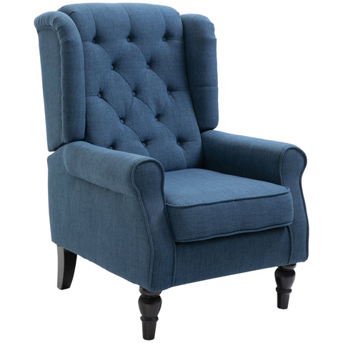 Rootz Elegant Wing Chair - Armchair - Accent Chair - High Comfort - 74cm x 86cm x 102cm - Blue