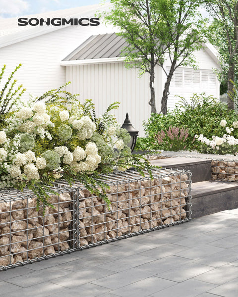 Rootz Gabion Basket Set - Silver Metal Mesh - Galvanized Steel - Easy Assembly - Durable Construction - 100cm x 30cm x 30cm